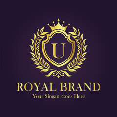 Luxury Gold Monogram Logo - Letter U