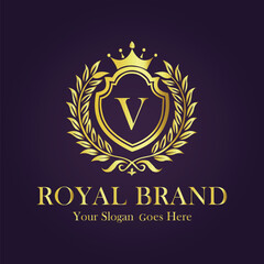 Luxury Gold Monogram Logo - Letter V