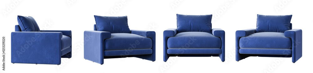 Poster armchair set isolated on transparent background. 3d render. 3d illustration.