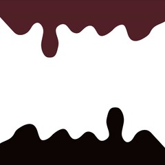 Illustration of melting chocolate and strawberry. Frame, dripping syrup, design, banner, flat pattern, drink.