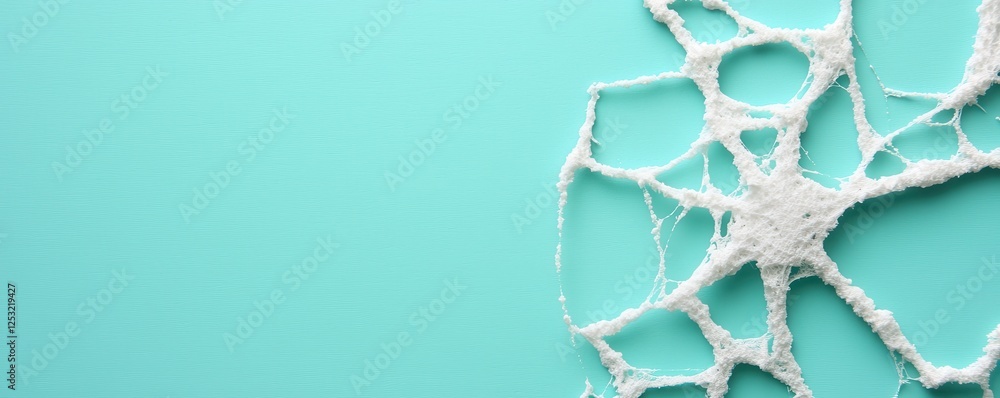 Poster abstract white texture on teal background web like pattern spun sugar design minimalist art