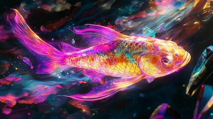 Obraz premium Luminous Koi A Vibrant Digital Art Fish