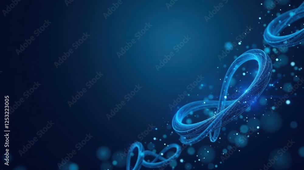 Poster abstract blue glowing rings flowing through space a futuristic digital design concept