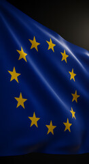 EU Flag Waving: Symbol of Unity & Hope. Deep Blue & Golden Stars. Show Europe's Strength, Ideal for News, Politics & Global Unity!