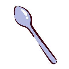 Metallic Spoon equipment tool, hand drawn kitchen silverware vector icon.