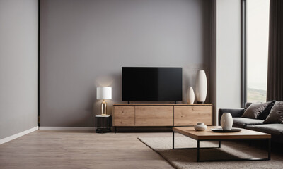 a modern interior background as wall mock up