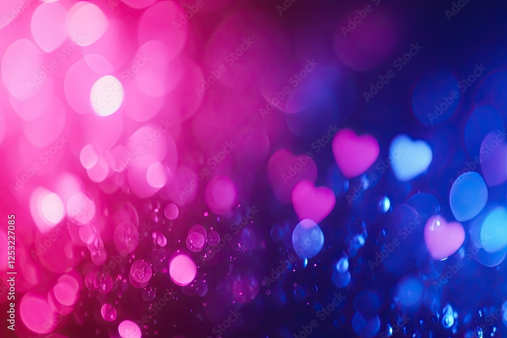 Poster bokeh heart-shaped light abstract texture with sparkling light, including space for text or images –