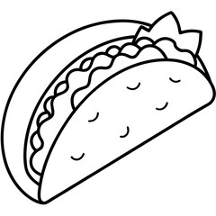 Outline Taco Illustration for Vector Art