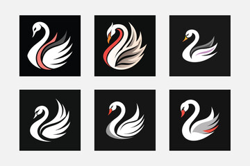 Flying birds vector illustration set