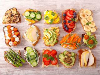 Assorted open sandwiches,