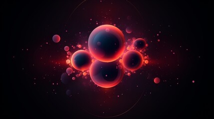 Naklejka premium Pale neon outlines of planets and stars on right for depth in galactic orbit design