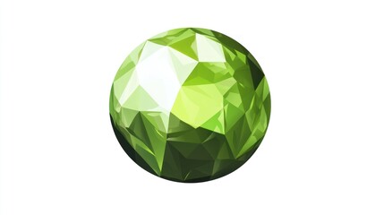 Abstract Green Gemstone, Isolated, Digital Art