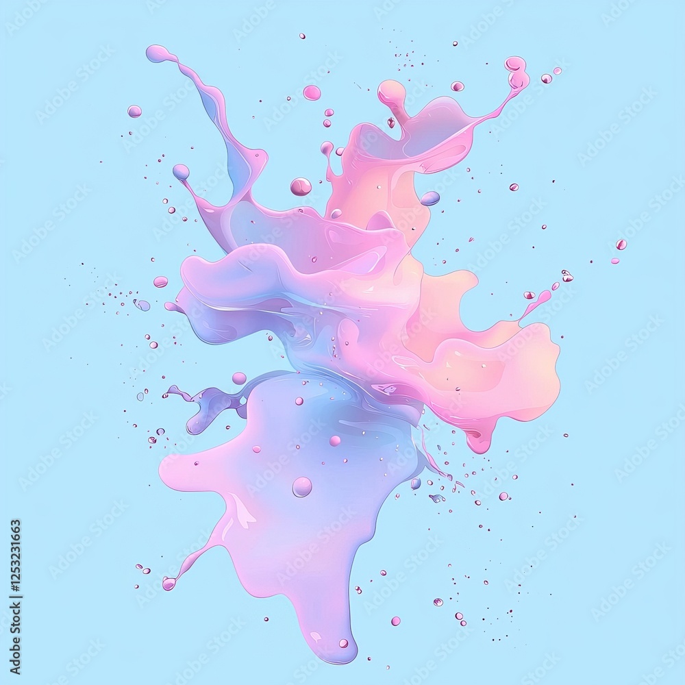 Poster holographic liquid 3d design element. abstract background showcases flowing liquid shapes. 3d render