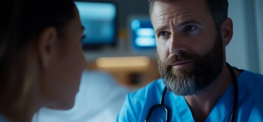 Dedicated healthcare professional in deep discussion with a colleague