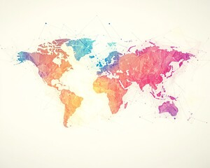 Fototapeta premium Colorful abstract world map illustration.