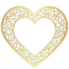 Vector valentine frame with golden vintage heart. isolated on transparent background. Frame, card