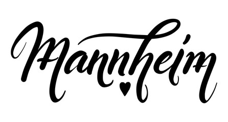 Elegant Mannheim City Calligraphic Script With Heart Accent Artwork