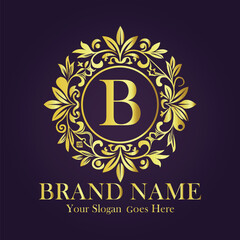 Luxury Gold Monogram Logo - Letter B