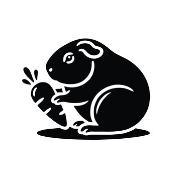 black guinea pig eating carrot clip art preview