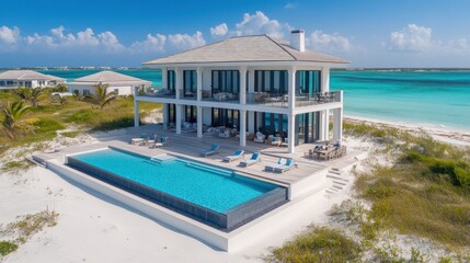 Fototapeta premium Luxurious Beachfront Home with Infinity Pool