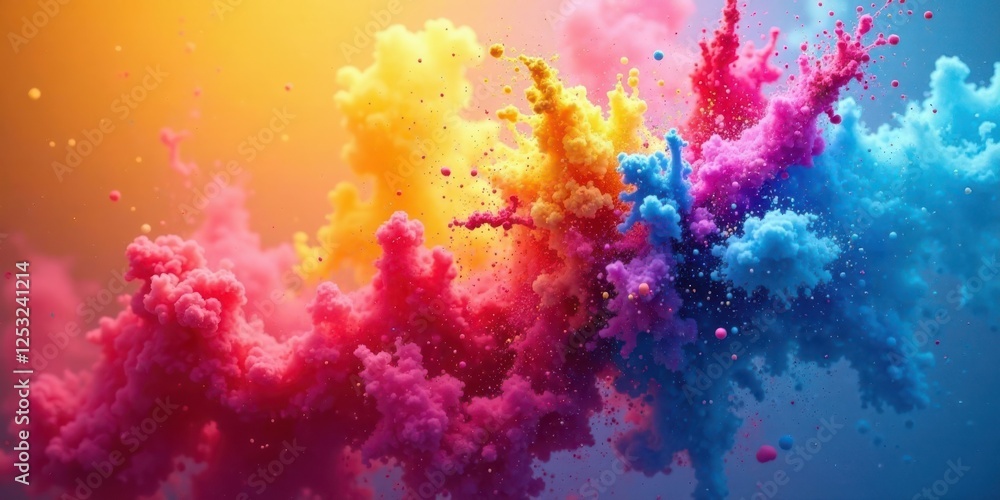 Aufkleber A vibrant explosion of multicolored paint clouds, a dynamic spectacle of color and texture, featuring a captivating blend of hues and forms.