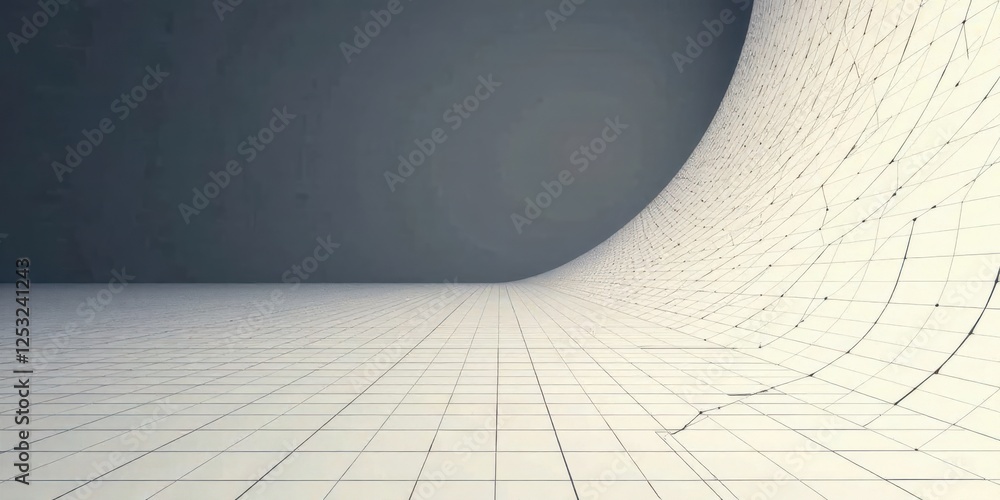 Fototapete Abstract Architectural Design  Curved Grid Pattern on a Flat Surface with a Dark Background