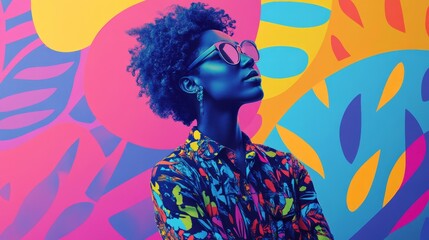 Confident Trans Person Standing Tall Against Vibrant Background
