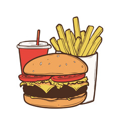fast food clipart hamburger and fries with drink
