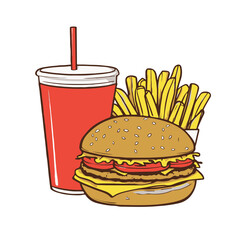 fast food clipart hamburger and fries with drink
