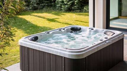 Outdoor Hot Tub In Backyard Garden
