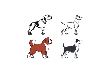 dog breed collections vector art illustration on white background