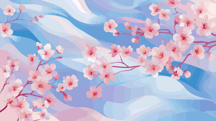 Elegant abstract cherry blossom design with soft blue and pink tones for artistic backgrounds