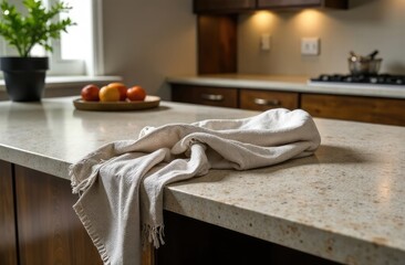 Interior of modern open plan kitchen with dining table 