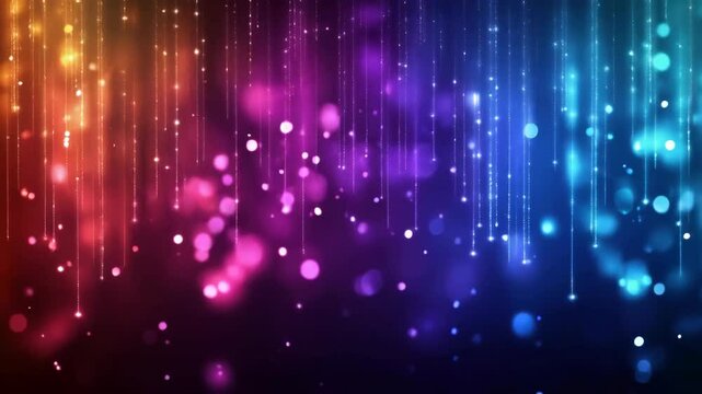 A neon light and glitter background with vertical lines of glowing lights in blue, purple, and pink colors	