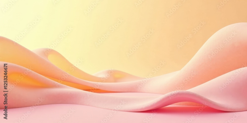 Aufkleber abstract pastel pink and yellow draped fabric background for product presentation or design concept