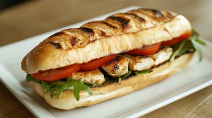Freshly Made Crispy Golden Chicken Sandwich on a Wooden Table