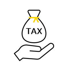 手のひらに浮かぶTAXのアイコンイラスト