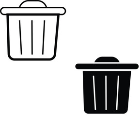  Line icon of a bin, symbolizing waste management, recycling, and environmental responsibility.