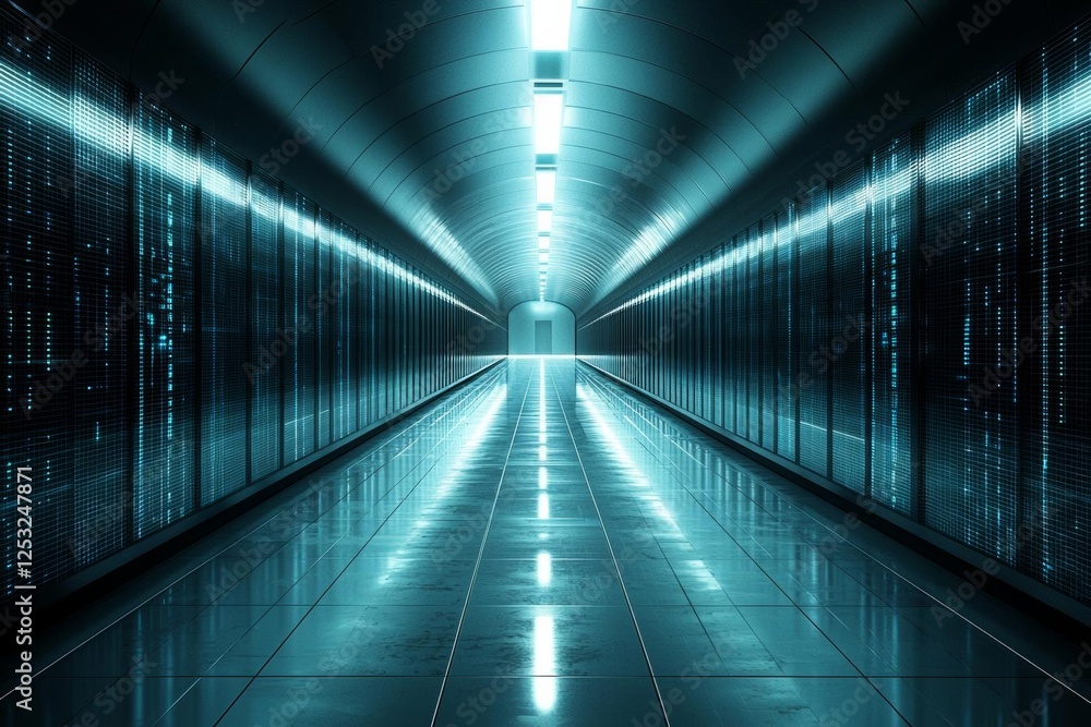 Aufkleber futuristic big data center with chief manager and cloud service of information ai technology abstrac