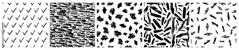 Poster set of seamless patterns with scribble smears