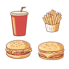 fast food clipart hamburger and fries with drink