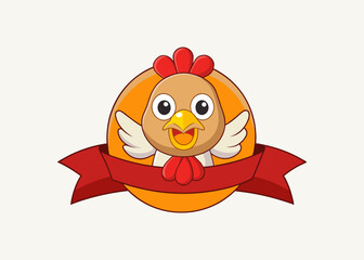 empty template with a Chicken mascot logo Vector illustration in cartoon style