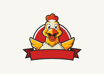 empty template with a Chicken mascot logo Vector illustration in cartoon style