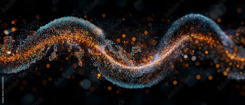 Poster glowing colorful particle wave abstract background