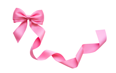 Luxurious of pink tied silk,satin ribbon bow elements with fabric delicate texture for decoration gift card design in celebrations or special holiday.not ai generated