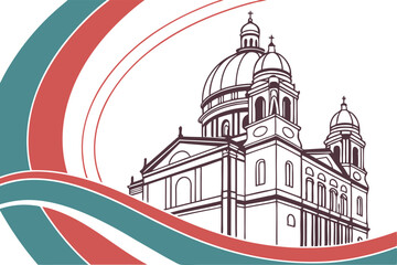 modern church vector art illustration on white background