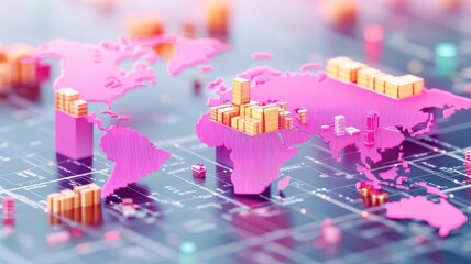 Naklejka premium A detailed infographic-style image of global tariffs affecting supply chains, clean, modern, and informative