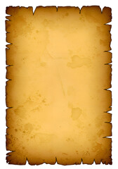 Fototapeta premium Old paper with burnt edges, on transparent background