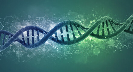 DNA strand on green and blue background