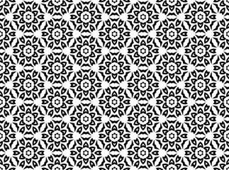Flower geometric pattern. Seamless vector background. White and black ornament.